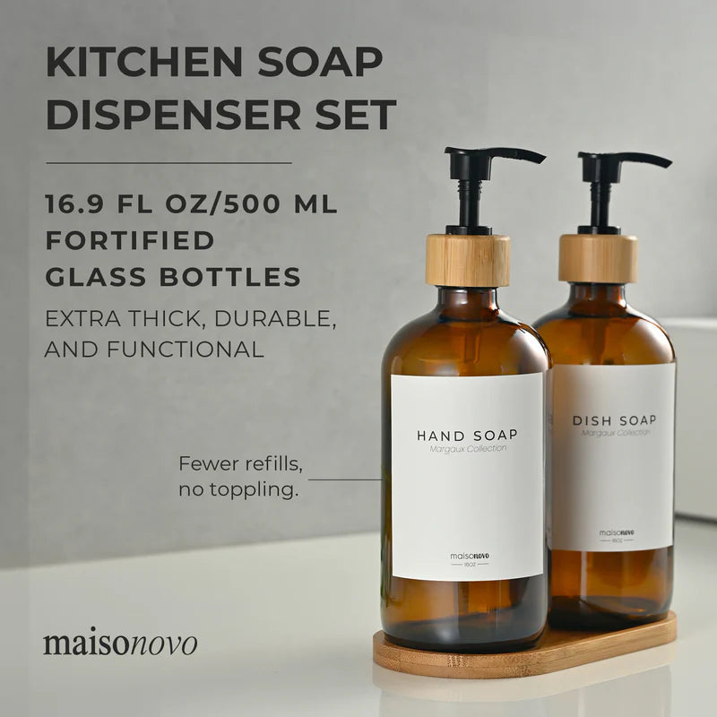 Bamboo Soap Dispenser Set